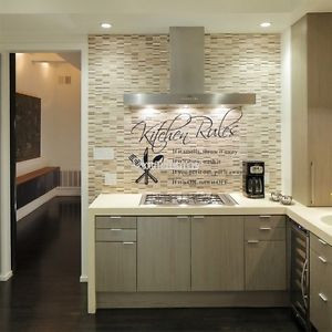 Details about Kitchen Rules Wall Quote Sticker Art PVC Room Home Decal ...