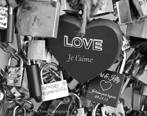 Paris Love Locks, Bridge Love Locks, Paris Black and White Photography ...