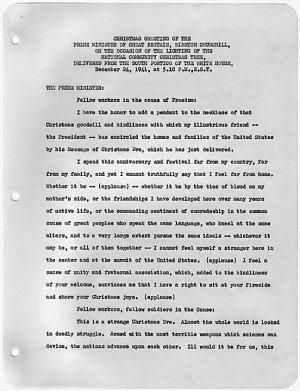 Roosevelt and Churchill's Christmas Eve Broadcast, December 24, 1941