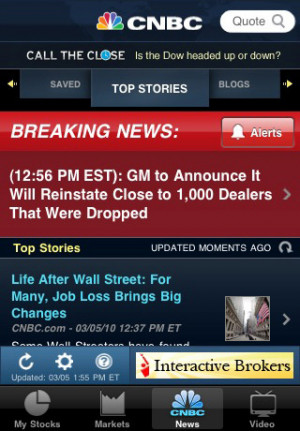 Breaking Financial News Alerts, Real Time Quotes with CNBC iPhone App