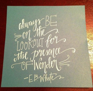 Always be on the lookout for the presence of wonder. -E.B. White
