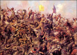 ... about 6,000 Sioux in the attack on general Custer's small regiment