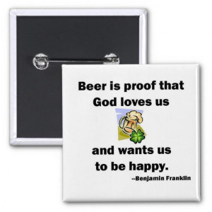 Ben Franklin Beer Quote Button