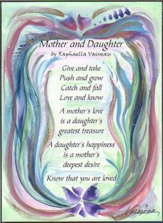 ... mother and daughter original poem inspirational quote family print mom