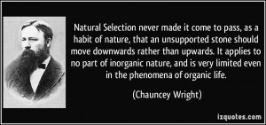 Natural Selection never made it come to pass, as a habit of nature ...