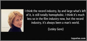 industry, by and large what's left of it, is still totally homophobic ...