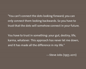 steve jobs quote, connect the dots, have faith