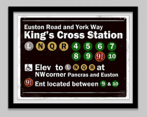 Kings Cross Station Sign - 12x16 or 18x24 - harry potter, kings cross ...