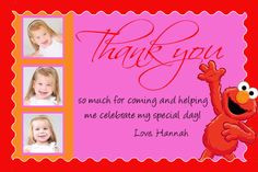 Elmo thank you wording idea; need to change design to compliment our ...