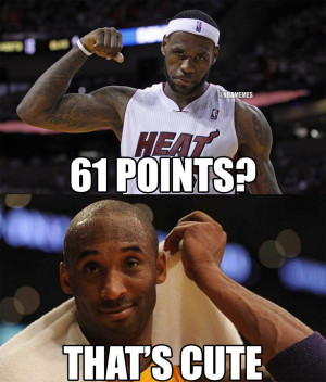 Meme: Kobe Bryant thinks LeBron James’ 61 points are cute