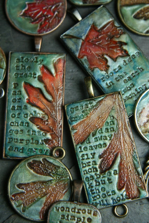Forest finery from Tesori Trovati leaves and abc noodles ! Polymerclay ...