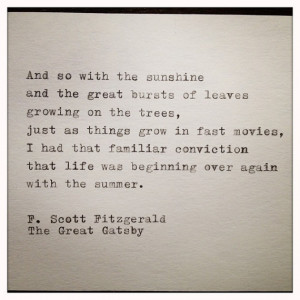 The Great Gatsby Quote Typed on Typewriter and Framed