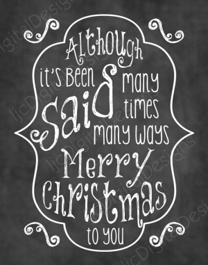 Christmas Song Chalkboard Word Art Lyrics Printable Digital Typography ...
