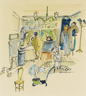 The Restaurant,' Ludwig Bemelmans, watercolor on paper laid down on ...
