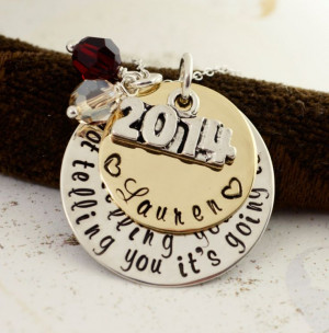 ... Graduation Gift, High School College, Class of 2014, Hand Stamped