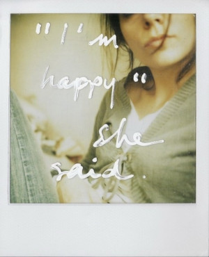 alone, fake, happiness, happy, hiding, photography, polaroid, quotes