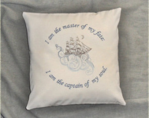 ... quote 16x16 inch embroidered decorative pillow sham on ivory cotton