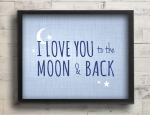 Baby Boy Nursery Decor - I Love You to the Moon & Back Quote ...