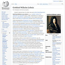 Gottfried Wilhelm Leibniz . Gottfried Wilhelm von Leibniz (German ...