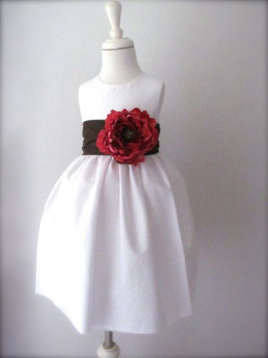 Brown And White Flower Girl Dresses
