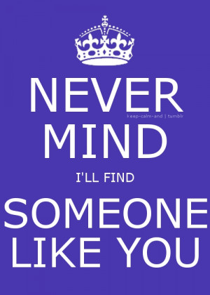 Never mind, I’ll find someone like you.