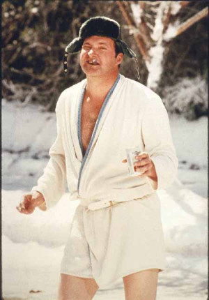 Cousin Eddie in bathrobe bath robe