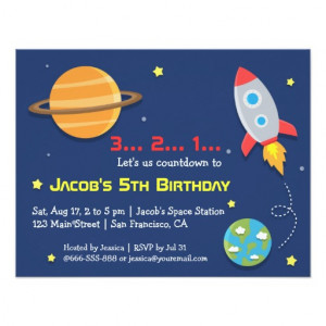 Rocket To Outer Space Party, Kids Birthday Announcement