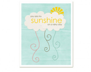 Typography Poster Sunshine on a Rai ny Day - Yellow Spring Sunshine ...