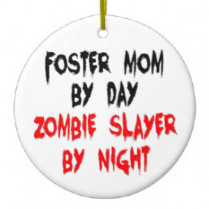 Zombie Slayer Foster Mom Double-Sided Ceramic Round Christmas Ornament