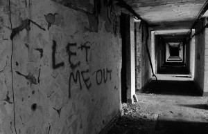 ... written on the wall at the abandoned Napsbury mental asylum hospital