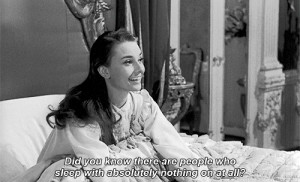 ... talking audrey hepburn roman holiday sitting in bed animated GIF
