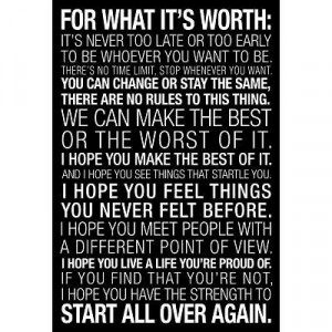 For What It's Worth Quote (Black)Motivational Poster - 19x13