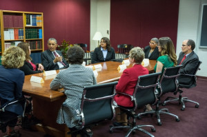 President Barack Obama holds a women's roundtable discussion prior to ...