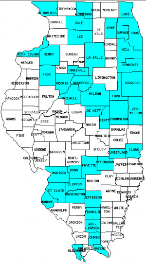 Outline Map of Illinois Counties