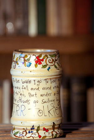 ... Frankoma tankard -Literary quote mug with floral vines. via Etsy