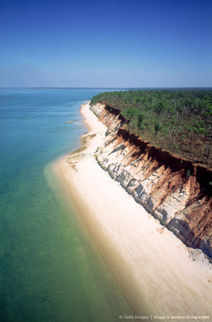 ... view of white cliffs & beach, melville island, northern territory