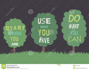 Trees with quotes. Vector illustration.