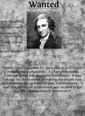 Nathan's Firebrand wanted poster of Thomas Paine