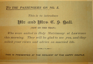 cards to every passenger on the train the card read