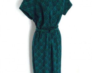 Vintage 50s 60s do 40s 1940s MOD Scooter print Shift Tea mad MEN Dress ...