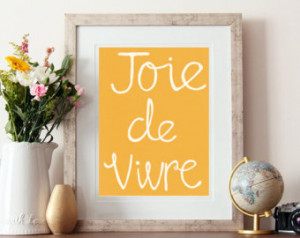 vivre, french print, french saying, hand drawn, inspirational quotes ...