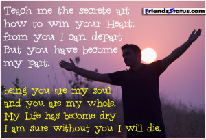 Romantic status picture – Without you I will die