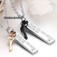 ... QUOTE HEART KEY COUPLE NECKLACE ROMANTIC VALENTINE XMAS GIFT HER HIM