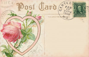 Postcard with Rose and Heart