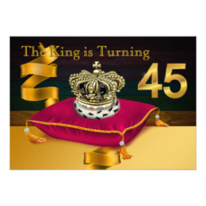 Mans King 45th Birthday Party Custom Announcements