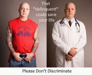 Two pictures in one, depicting guy with tattoos in street clothes on ...