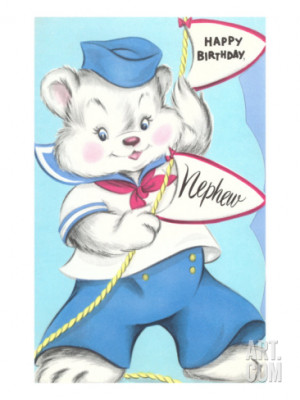 Happy Birthday Nephew, Bear in Sailor Suit Print