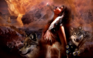 Women Spirit Dreams Fire Hawk Native American Maiden Entropy Wolf ...