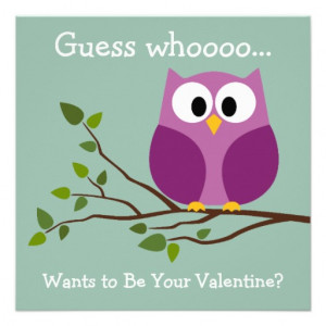 ... Valentines Day Card with Cute Cartoon Owl Invitation from Zazzle.com