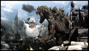 Godzilla is ready to roast Mr. Stay Puft in the photomanipulation by ...